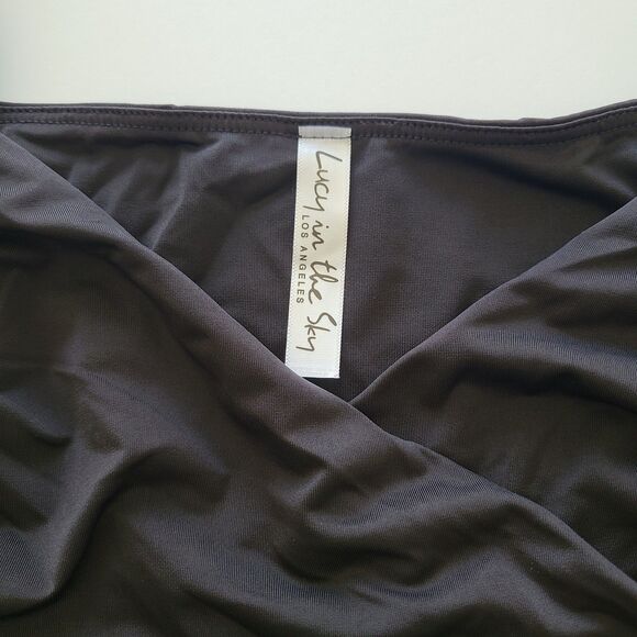 Lucy In The Sky Wrap Dress Medium Black Lexi Ruffle Balloon Sleeve Cocktail - Picture 6 of 12